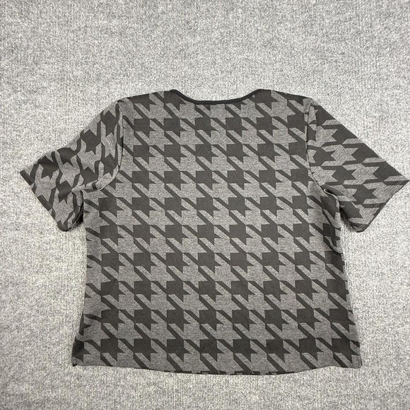 Liz Claiborne Shirt Womens XL Gray Black Houndstooth Short Sleeve Career Top - Picture 8 of 9
